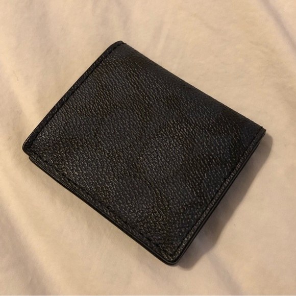 Coach Black/Dark Navy Coach CC Logo Canvas Coin Change Purse - Picture 4 of 8